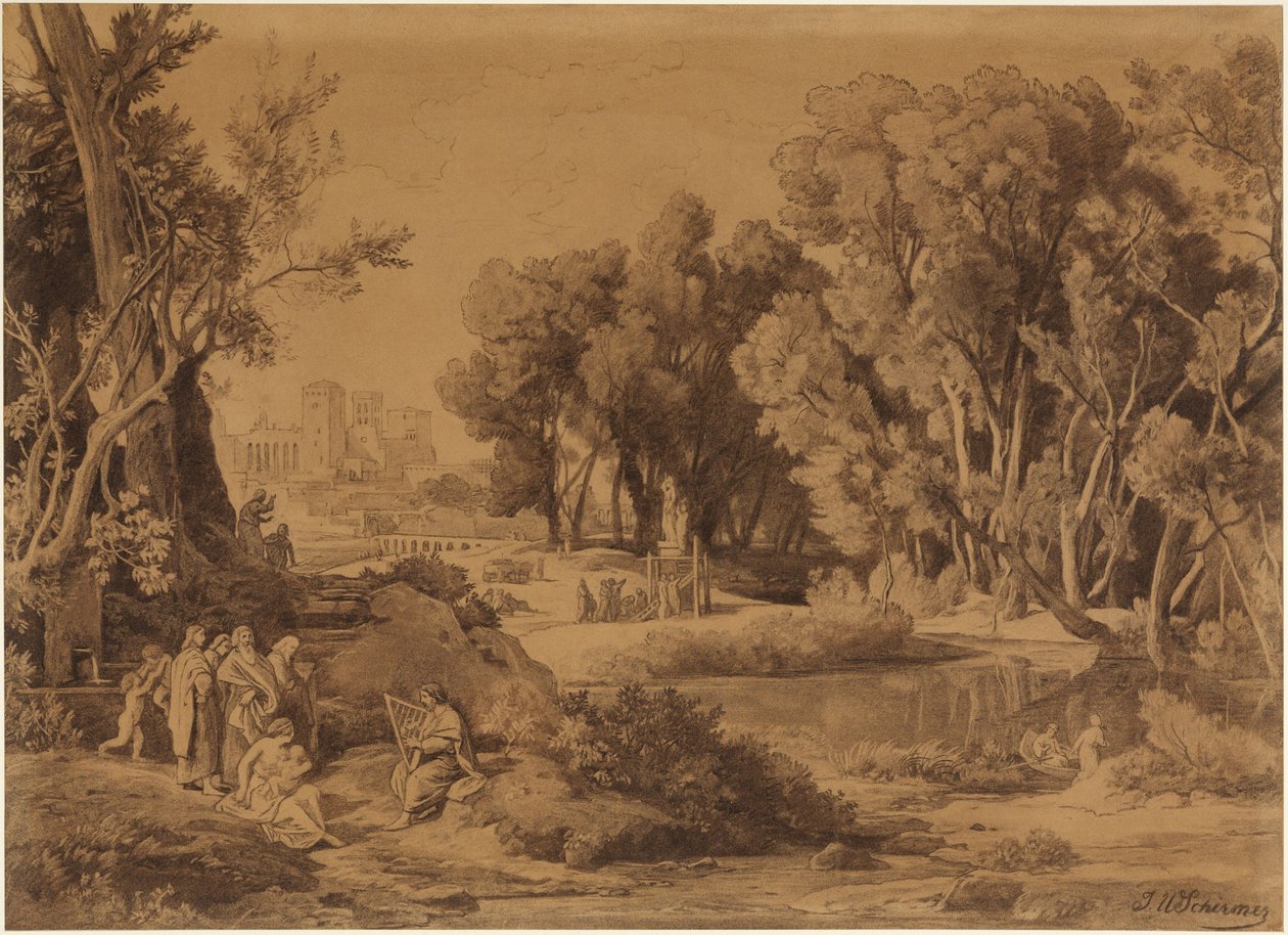 De uitvinding van de kunsten in het geslacht van Kaïn (Genesis 4, 20-22) door Johann Wilhelm Schirmer