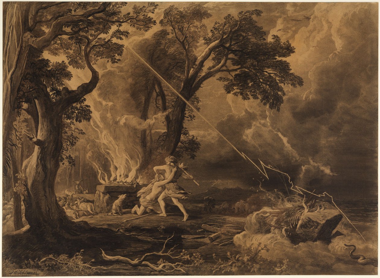 Kaïn doodt Abel (Genesis 4, 8) door Johann Wilhelm Schirmer