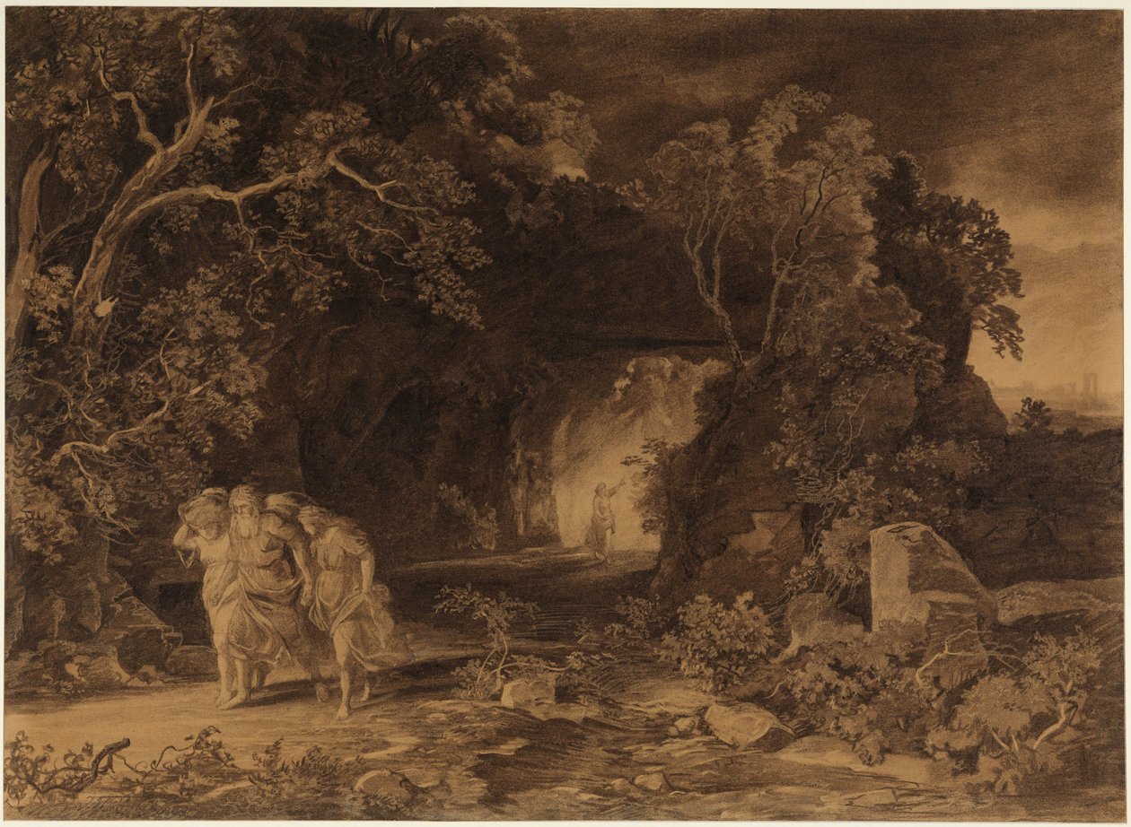 De vlucht van Lot (Genesis 19, 24-26) door Johann Wilhelm Schirmer