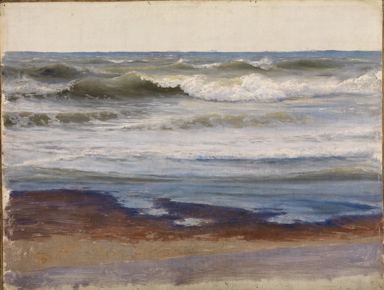 Zeebranding aan de kust van Normandië door Johann Wilhelm Schirmer