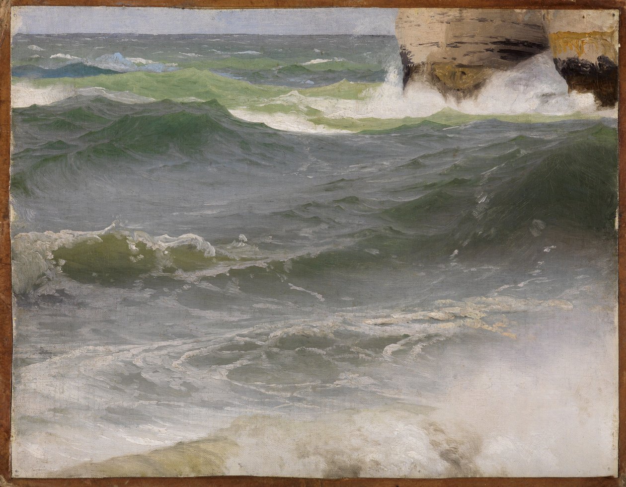 Zeegezicht bij Etretat (met rotskust aan de rechterkant) door Johann Wilhelm Schirmer
