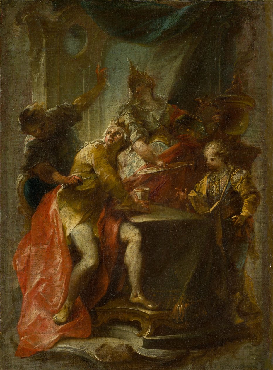 De moord op Sint Edward, koning en martelaar, ca. 1750 door Johann Wolfgang Baumgartner