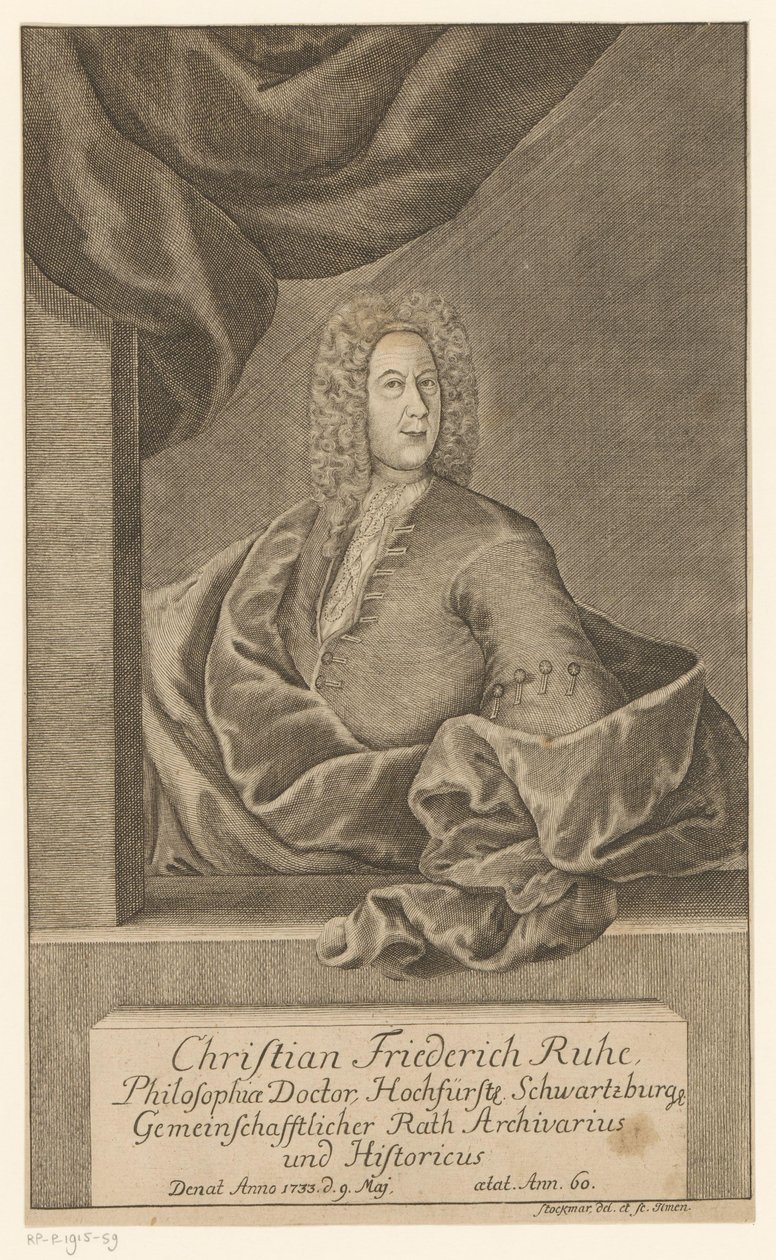 Portret van Christian Friedrich Ruhe door Johann Wolfgang Heinrich Stockmar