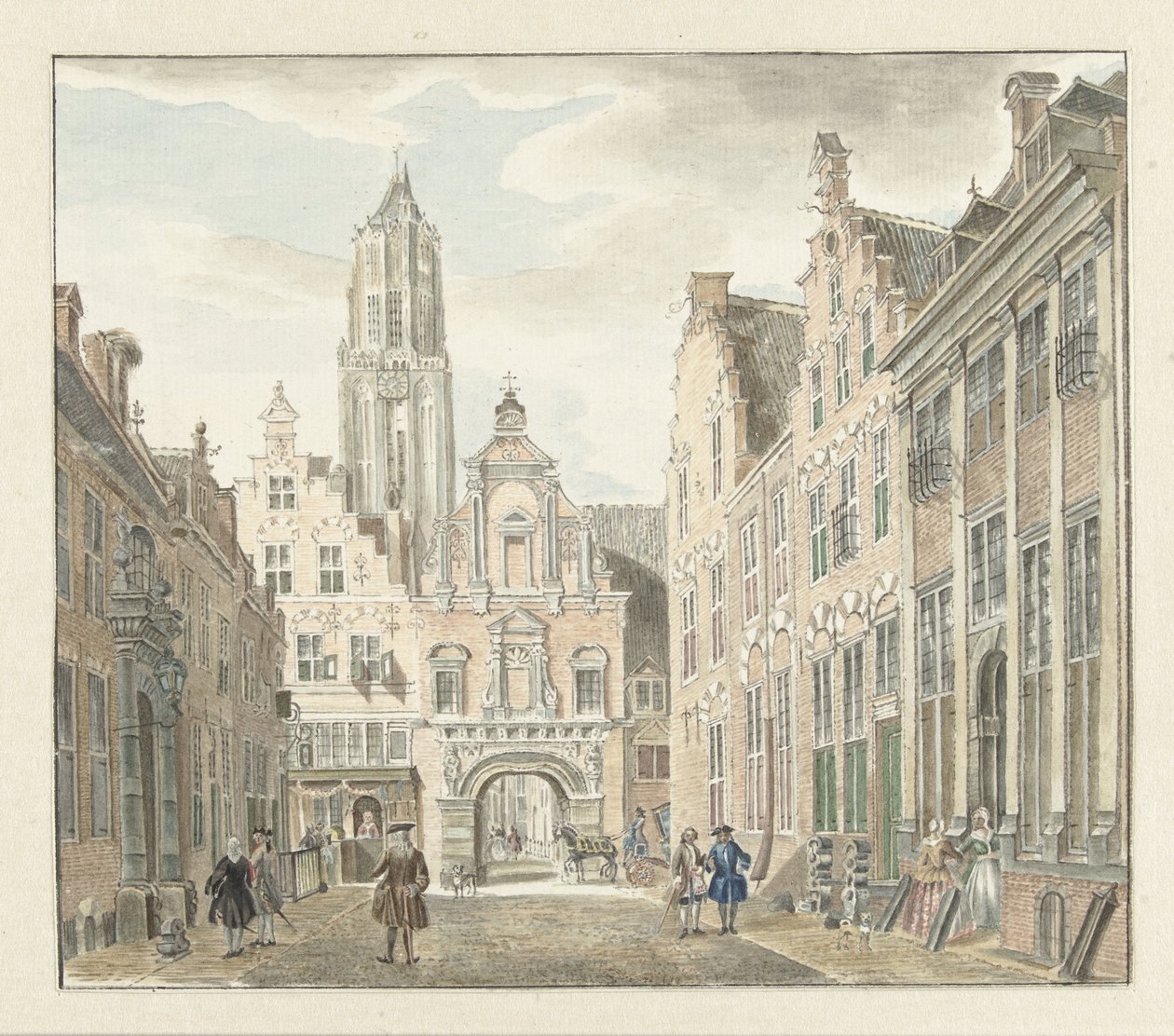 Nieuwstraat in Utrecht met gezicht op de Domtoren door Johanna de Bruyn