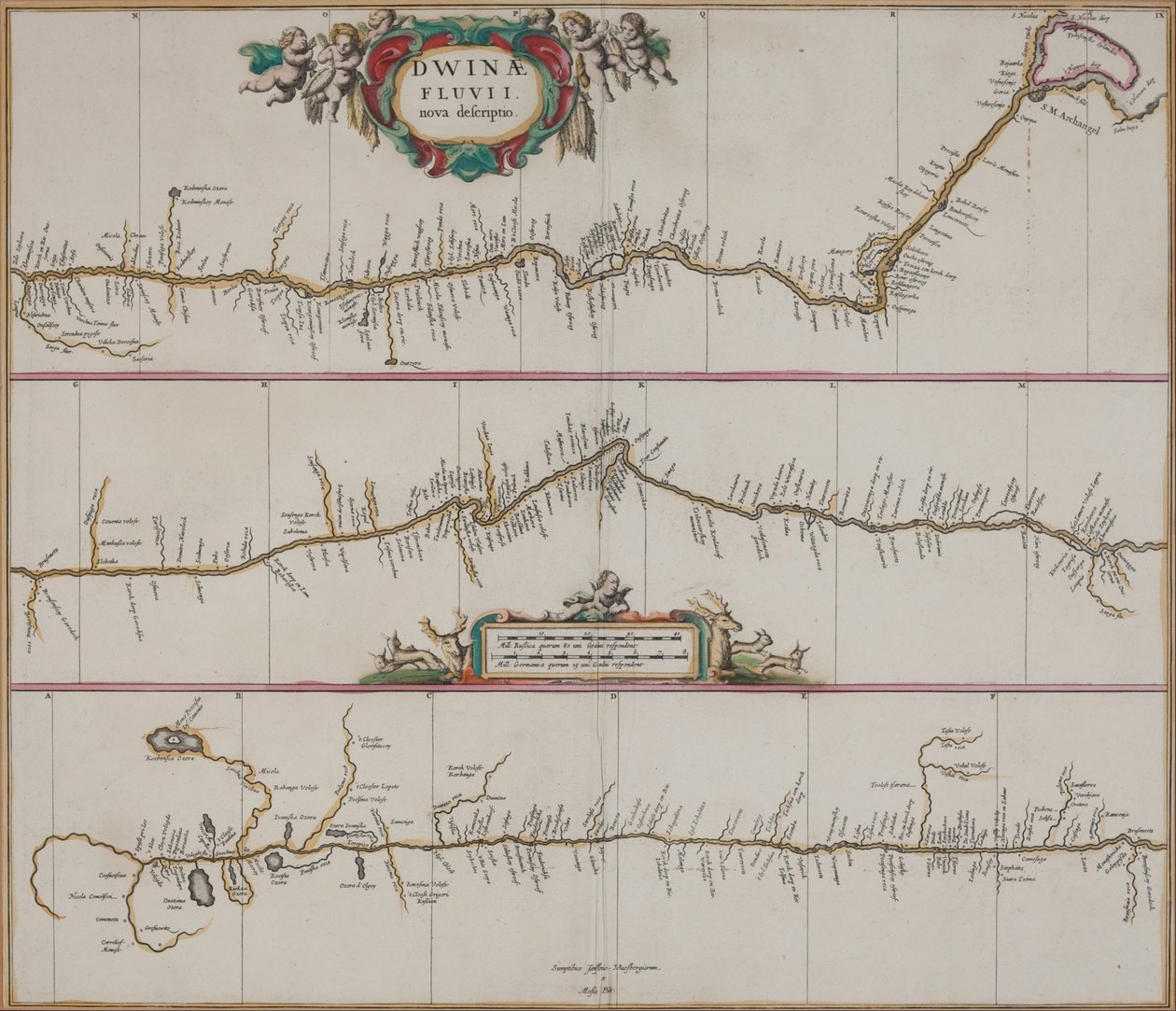 Nieuwe beschrijving van de Dvina-rivier door Johannes Janssonius Waasbergen