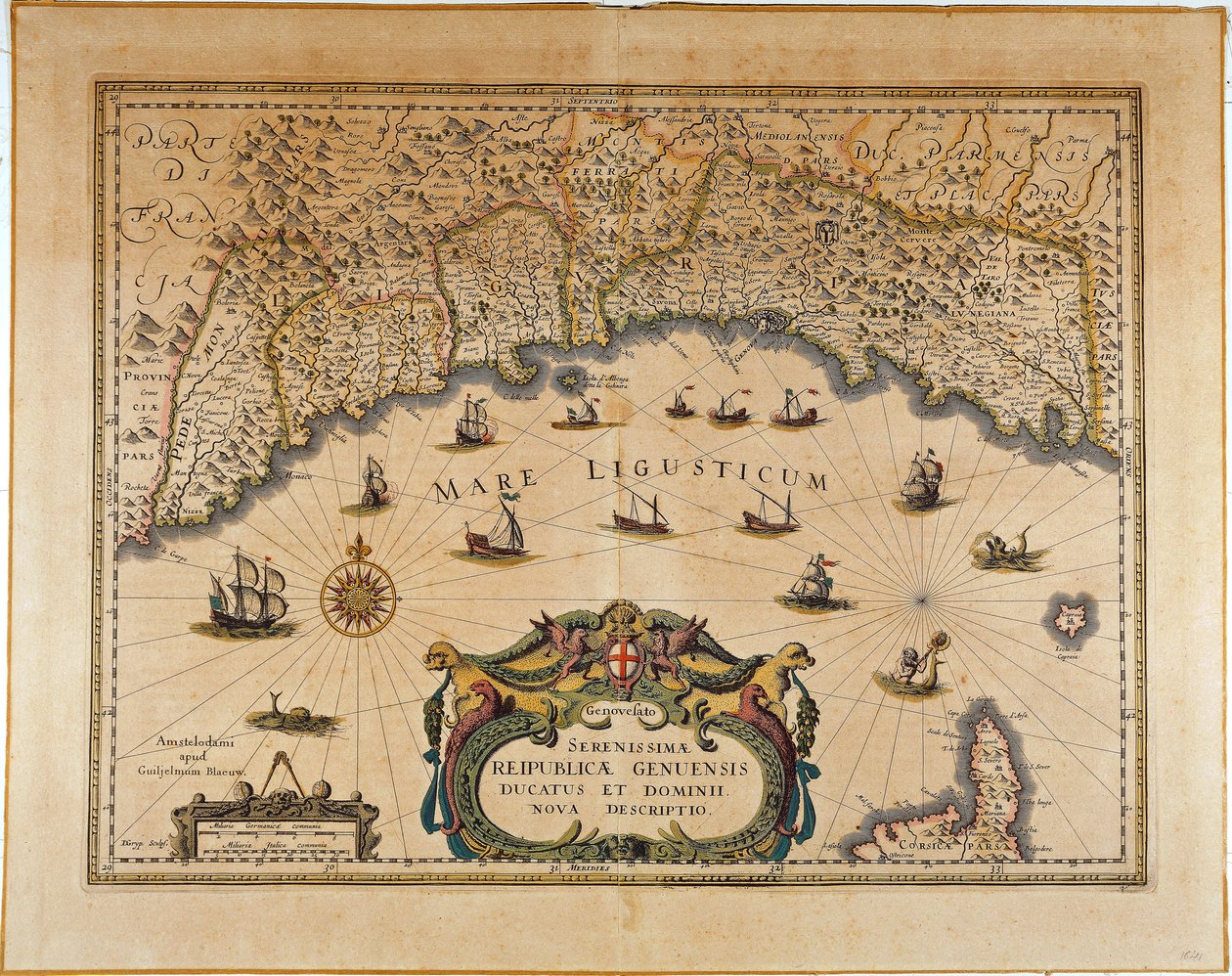 Kaart van de Republiek Genua, door Jan Baptist Vrients, kopergravure door Johannes Baptista Vrints