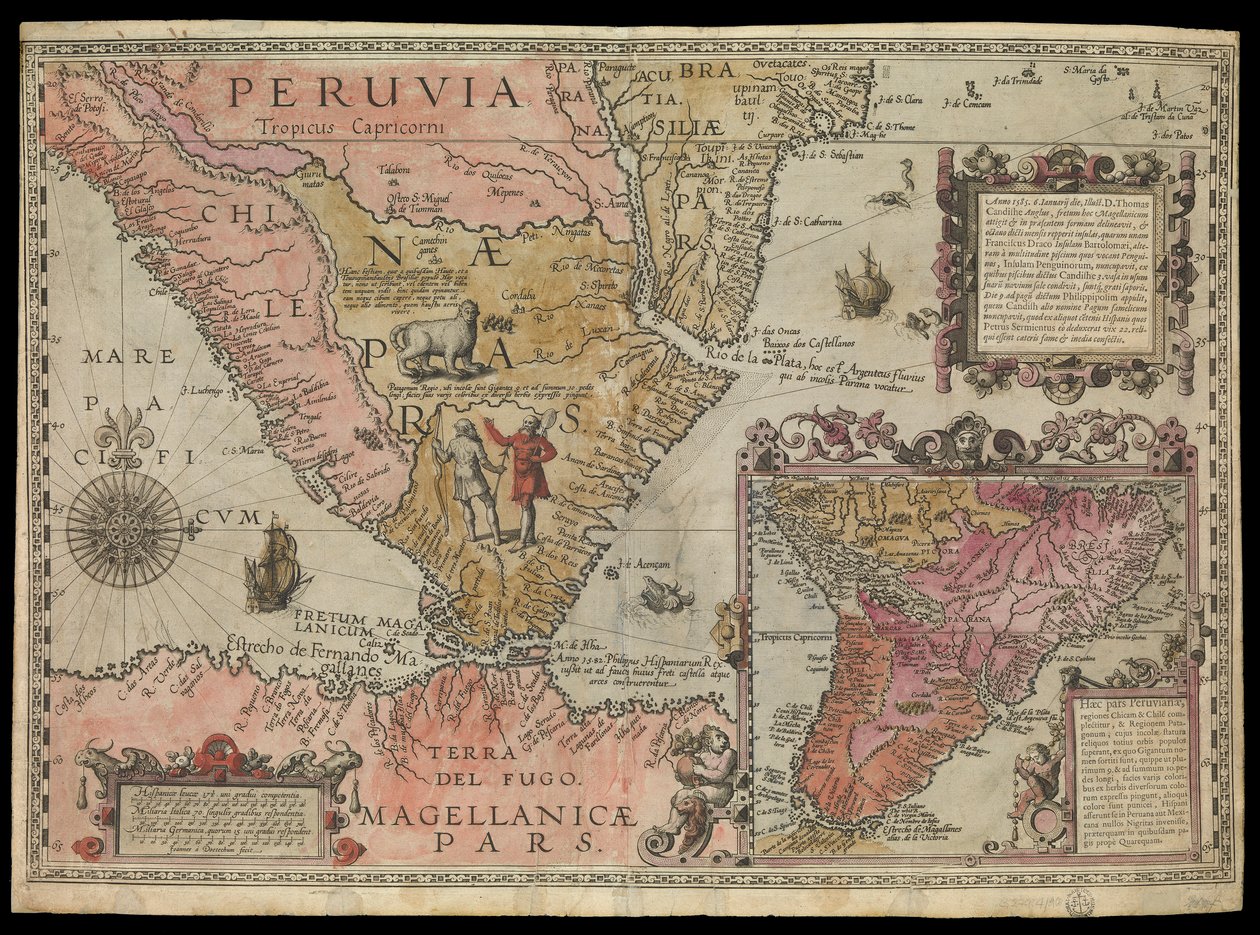 De zuidelijke punt van Peru, Zuid-Amerika, ca. 1590 door Johannes Baptista van the Younger Doetechum