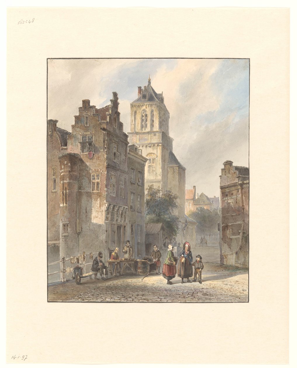 Gezicht op het stadhuis van Delft door Johannes Bosboom