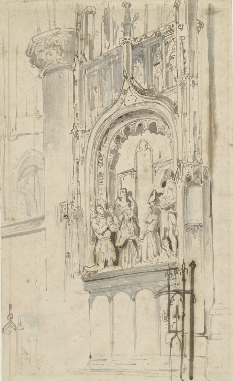 Grafmonument van Engelbrecht I van Nassau, in de Grote Kerk te Breda door Johannes Bosboom