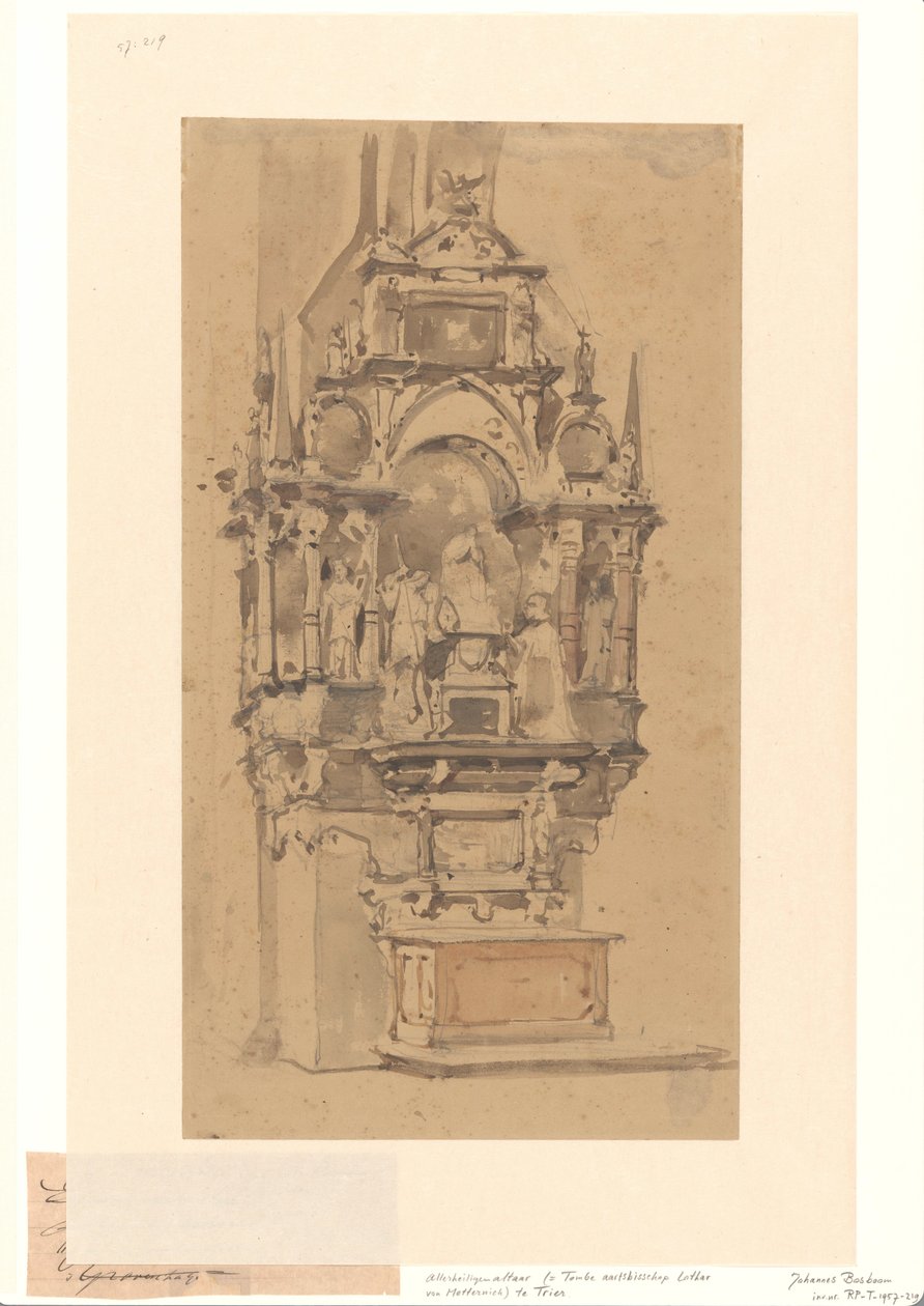 Het Allerheiligenaltaar in de kathedraal van Trier door Johannes Bosboom