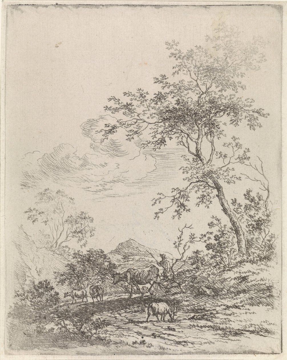 Berglandschap met vee door Johannes Christiaan Janson