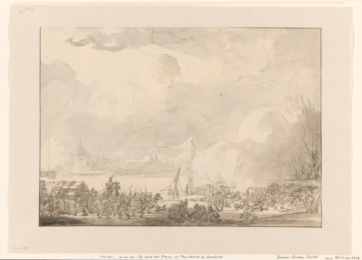 Vlucht van de Fransen van Papendrecht, 1813 door Johannes Christiaan Schotel