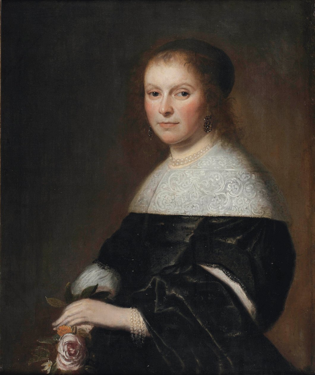 Portret van een dame met een roos door Johannes Cornelisz Verspronck