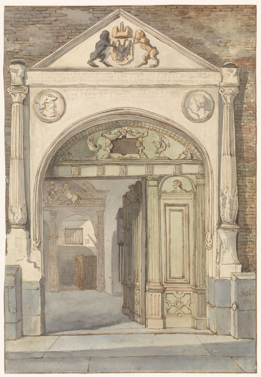 Gezicht in de hal van het stadhuis te Nijmegen door Johannes Franciscus Christ