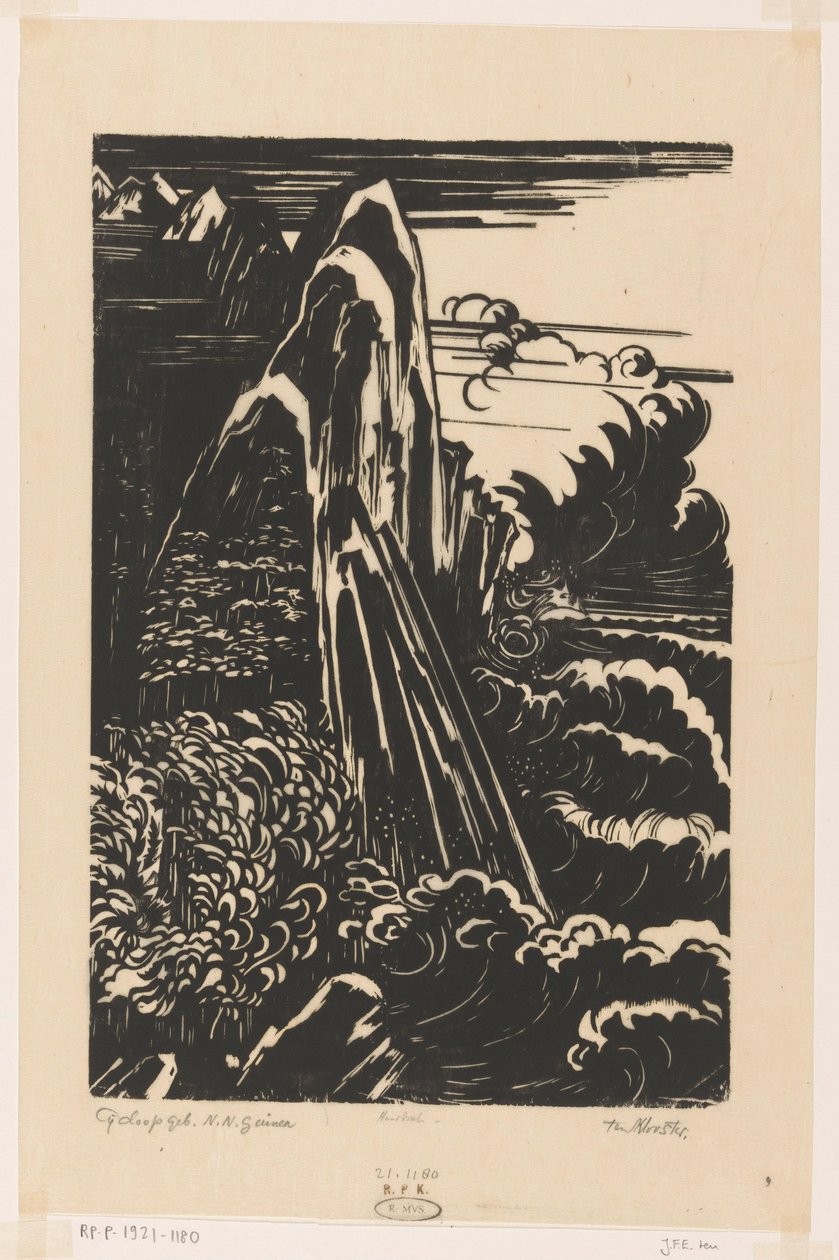 Cycloopgebergte, Nederlands-Nieuw-Guinea door Johannes Frederik Engelbert ten Klooster (signed by artist)