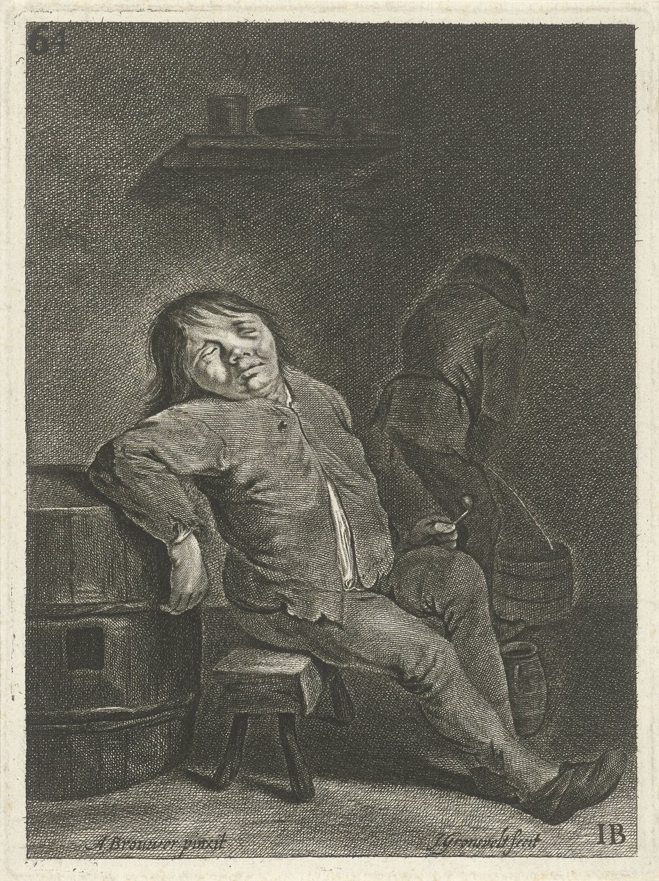 Herberginterieur met twee boeren door Johannes Gronsveld