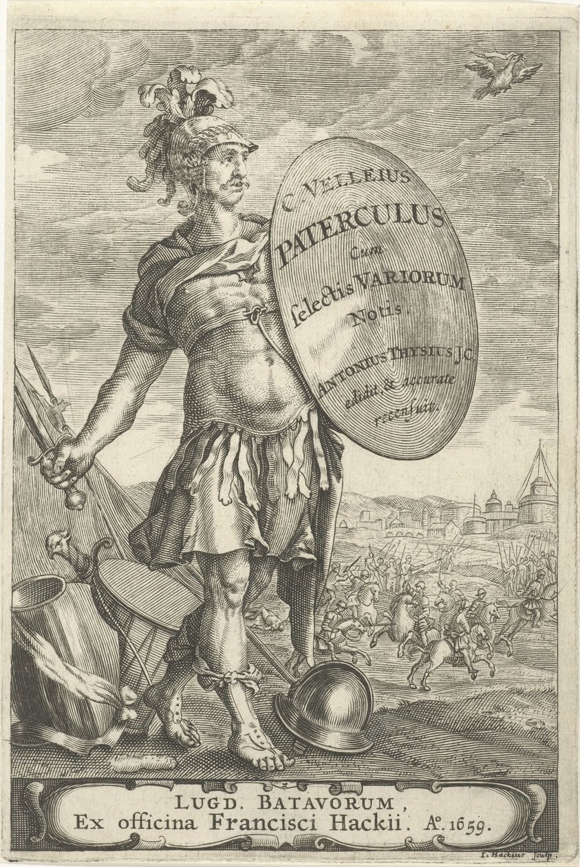 Romeinse krijgsman voor een slagveld door Johannes Hackius