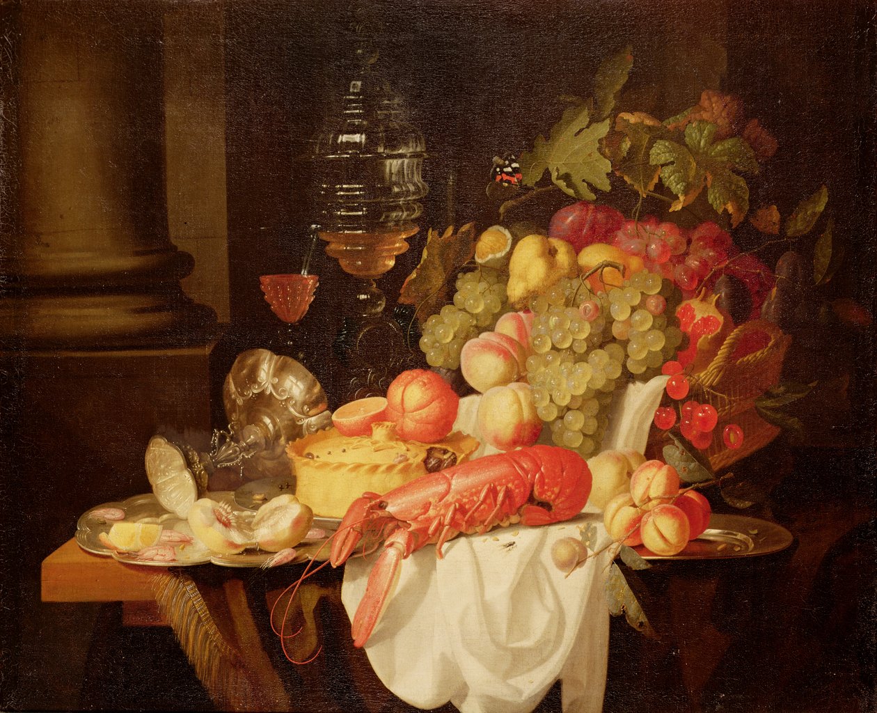 Stilleven met kreeft door Johannes Hannot