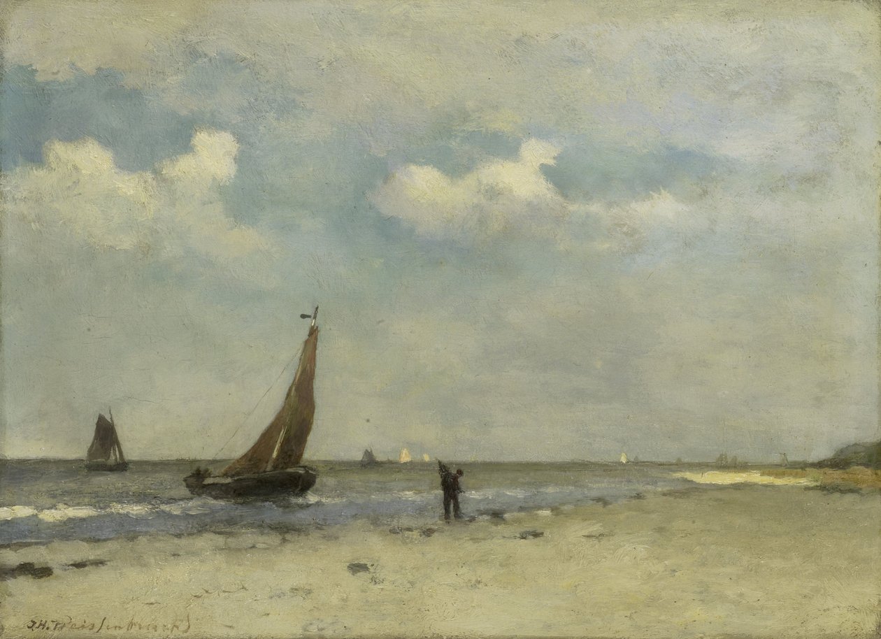 Strandgezicht, ca. 1870-1903 (olieverf op paneel) door Johannes Hendrik Weissenbruch