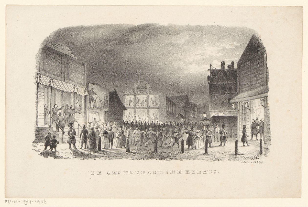 Kermis op de Botermarkt in Amsterdam door Johannes Hilverdink