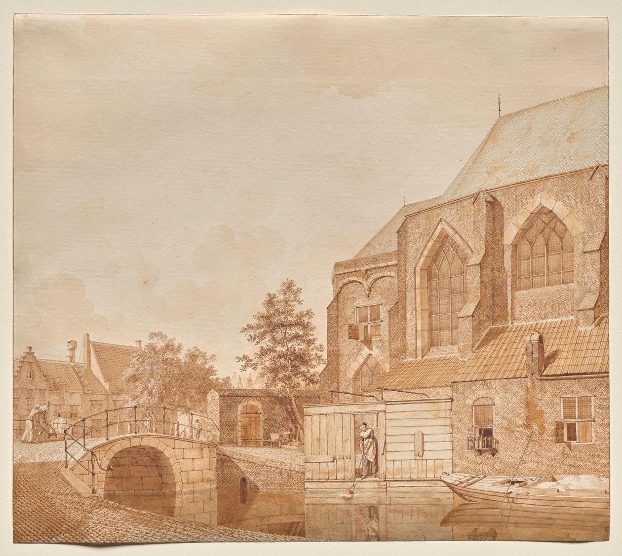 Een Uitzicht op de Nieuwe Kerk, Delft door Johannes Huibert Prins