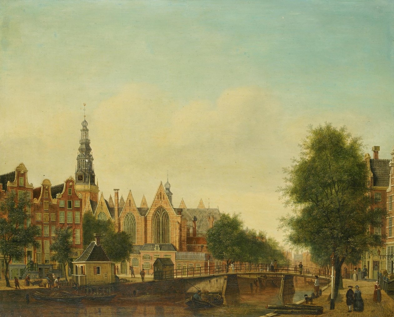 De Oude Kerk gezien vanaf de Oudezijds Voorburgwal door Johannes Huibert Prins