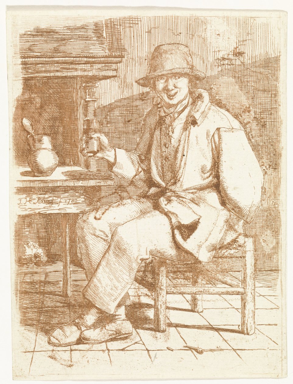 Lachende man met glas in de hand door Johannes Huibert Prins