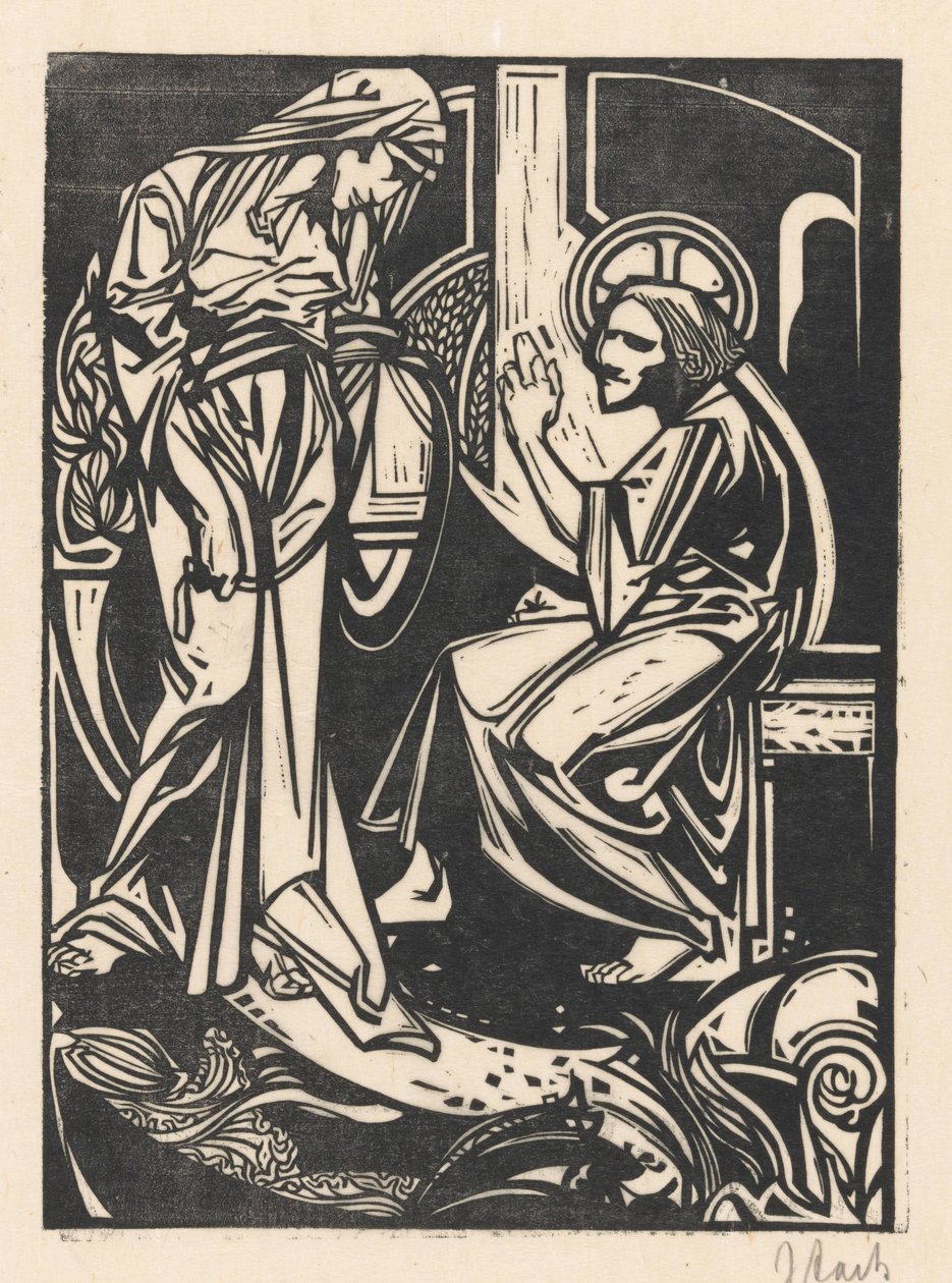 Christus en de Samaritaanse vrouw door Johannes Josephus Aarts (signed by artist)