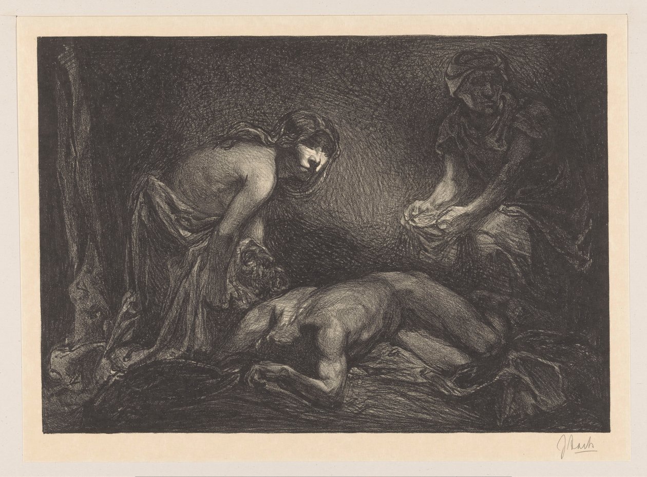 Judith en dienstmaagd met het hoofd en lichaam van Holofernes door Johannes Josephus Aarts (signed by artist)