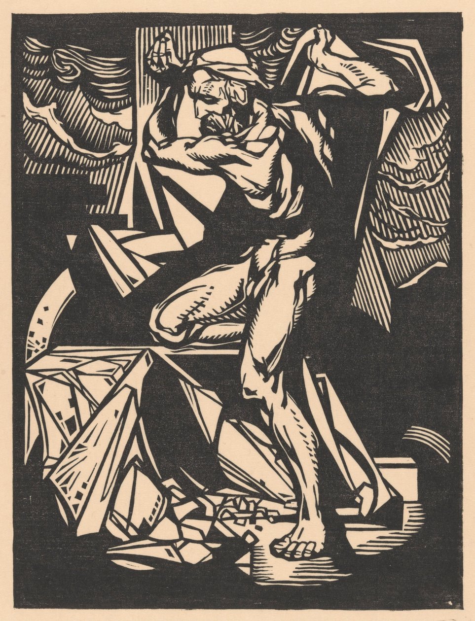 Simson vernielt de zuilen van de tempel door Johannes Josephus Aarts