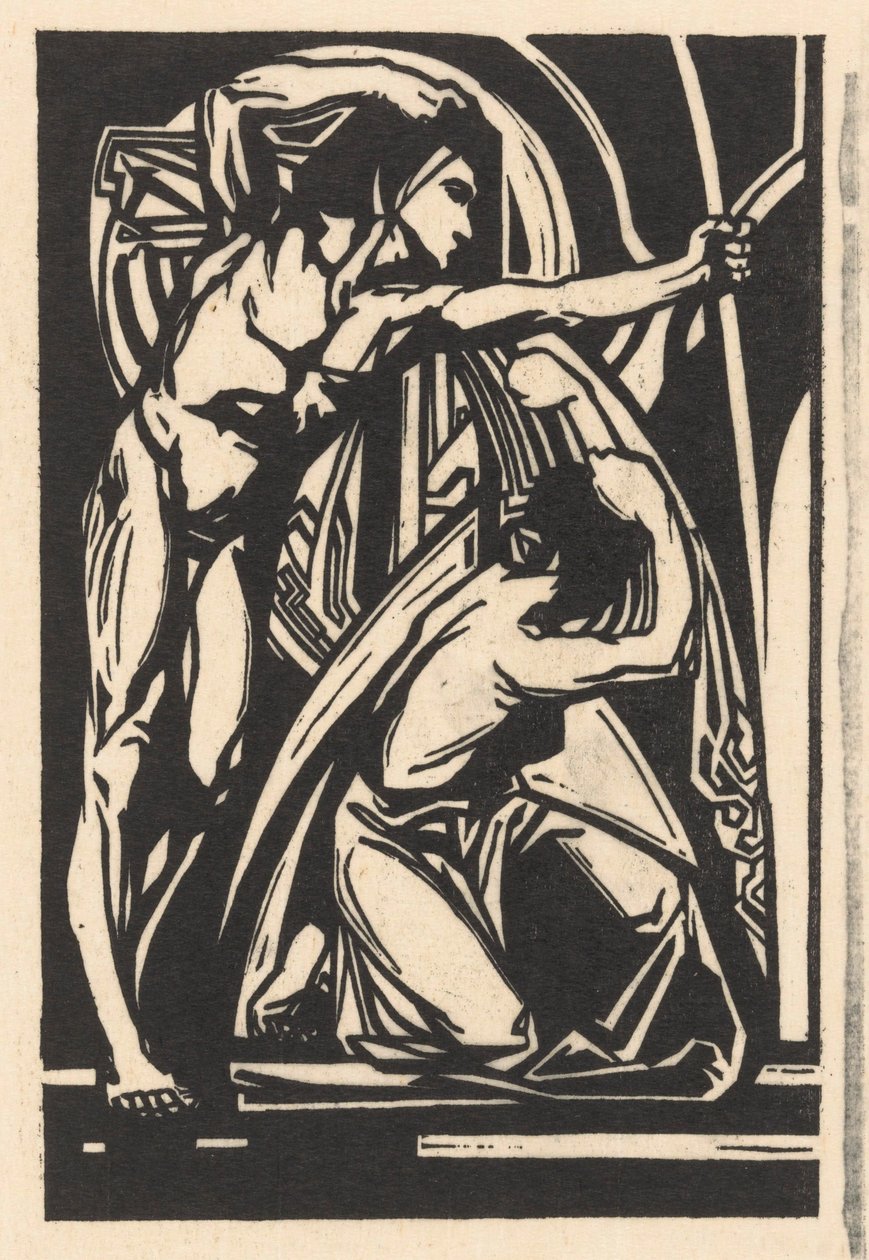 Staande man en knielende vrouw door Johannes Josephus Aarts