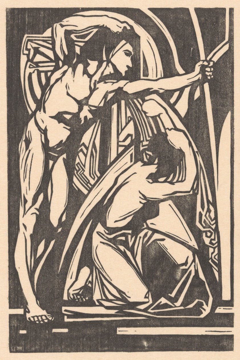 Staande man en knielende vrouw door Johannes Josephus Aarts