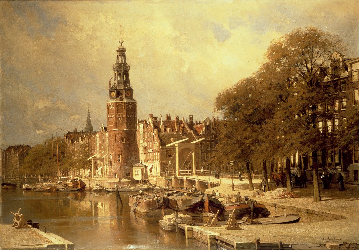 Uitzicht op de Kalkmarkt, Amsterdam door Johannes Karel Christian Klinkenberg
