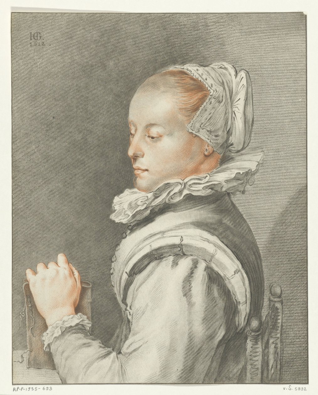 Portret van een jonge vrouw door Johannes Kornlein