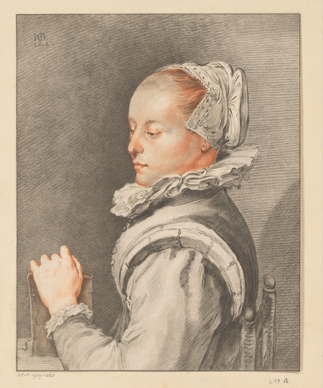 Portret van een jonge vrouw door Johannes Kornlein