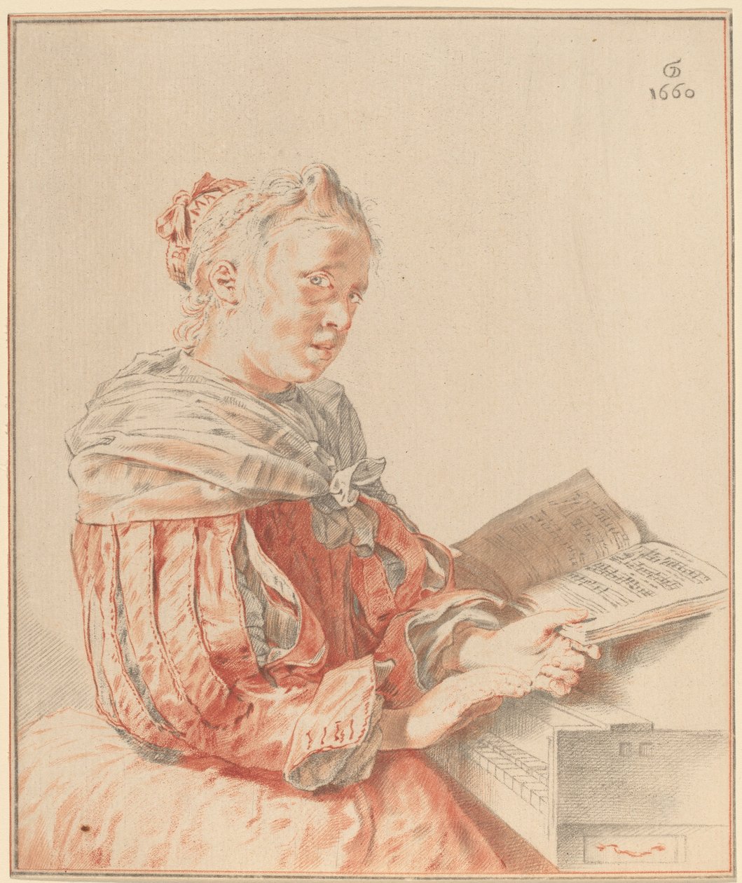 Jong Meisje aan het Toetsenbord, 1767 door Johannes Kornlein