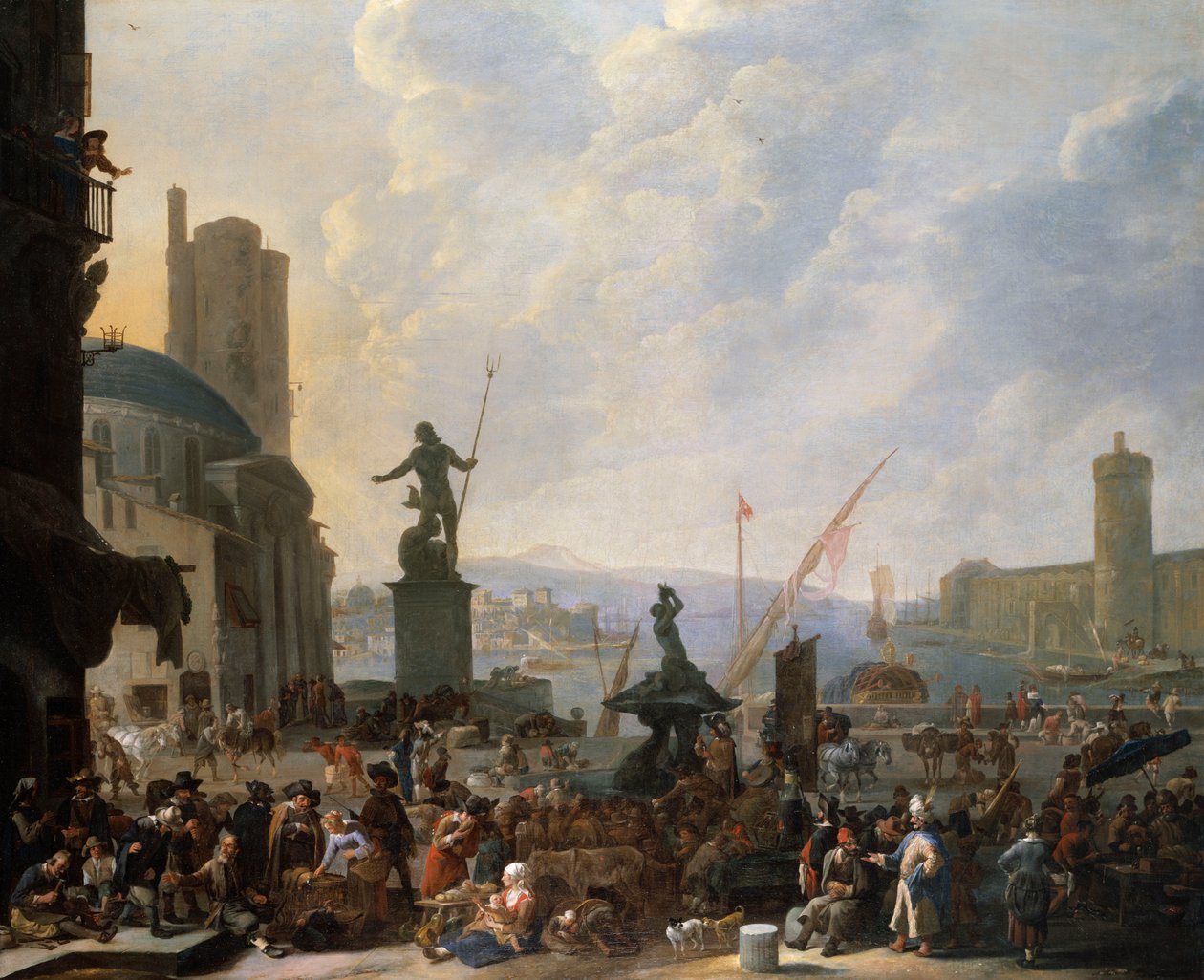 Een Capriccio van een Middellandse Zeehaven met Bernini