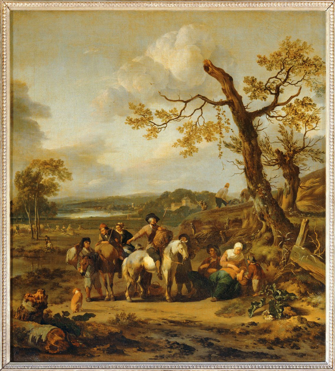 Halte de paysans allant au marche - Boeren rusten uit op weg naar de markt ... door Johannes Lingelbach