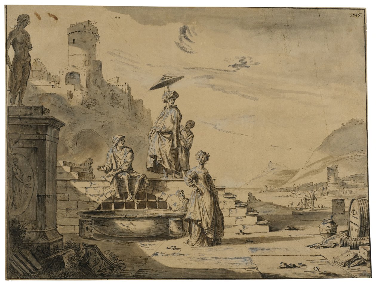 Havenscène door Johannes Lingelbach