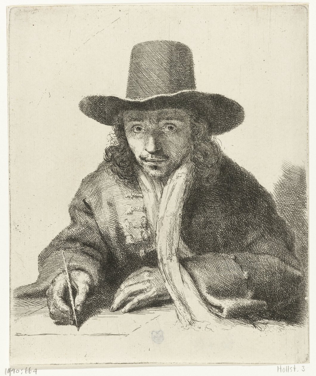 Zelfportret van Johannes Lutma, tekenend door Johannes  Lutma