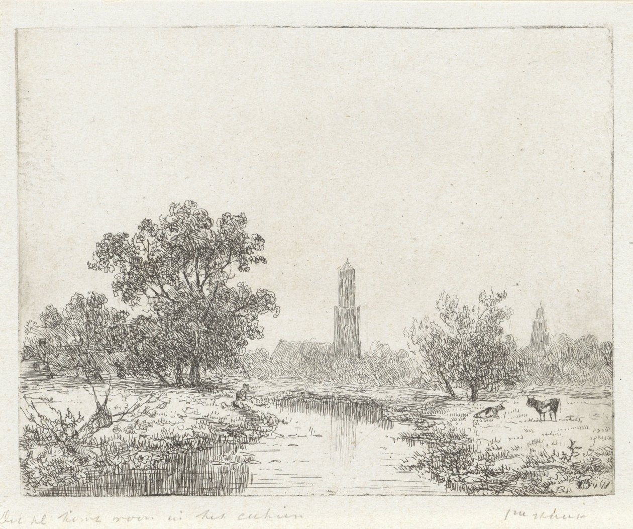 Gezicht op Utrecht(?) door Johannes Pieter van Wisselingh