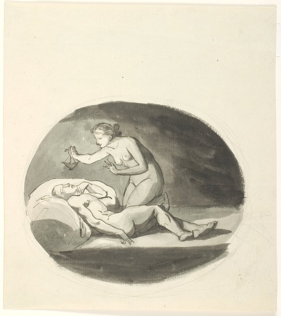 Psyche en de slapende Amor door Johannes Senn