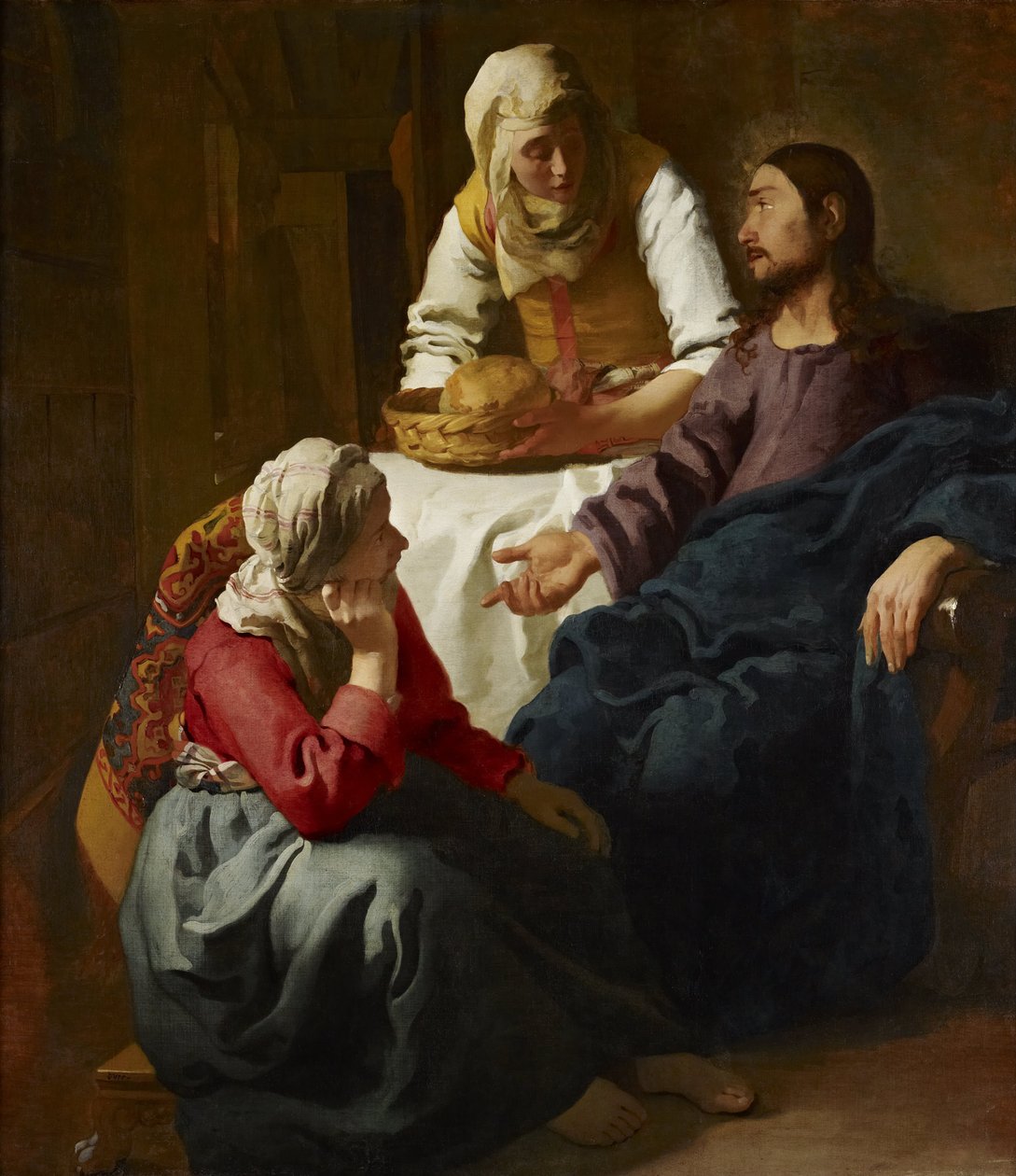 Christus im Haus von Martha und Maria door Johannes Vermeer