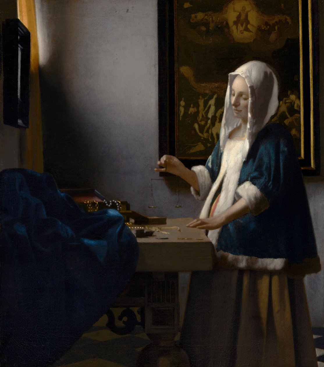 Frau mit Waage door Johannes Vermeer