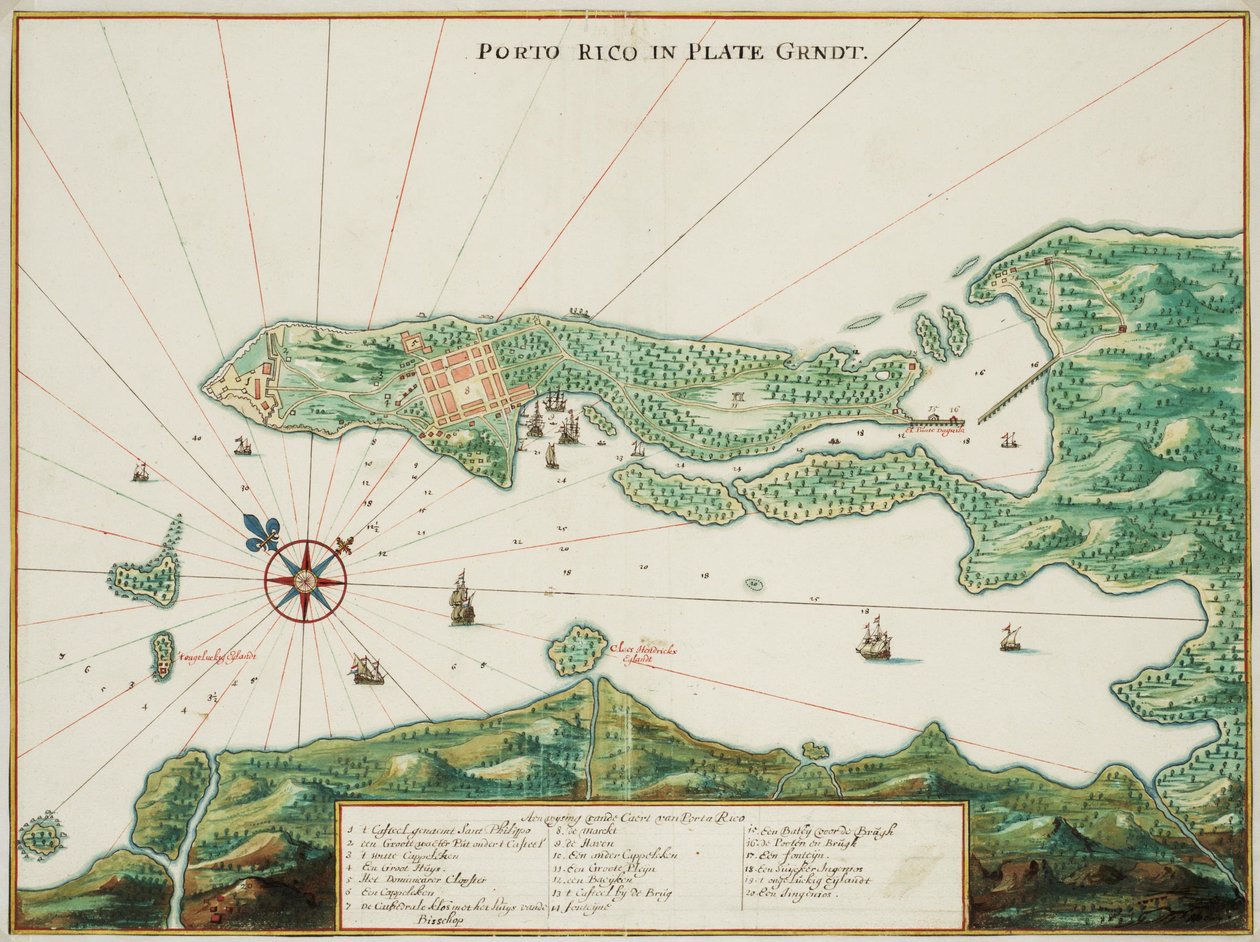 Kaart van Puerto Rico door Johannes Vingboons