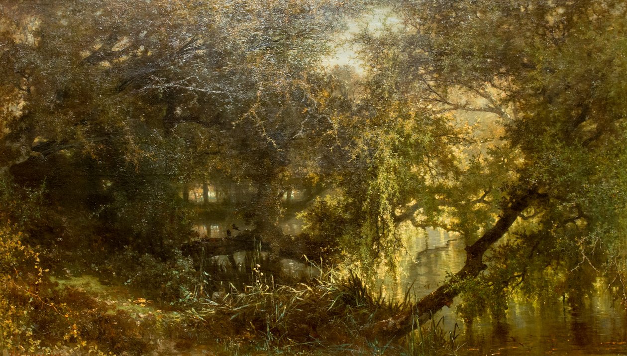 German: Der Teich in Osterbeek The pond at Oosterbeek door Johannes Warnardus Bilders