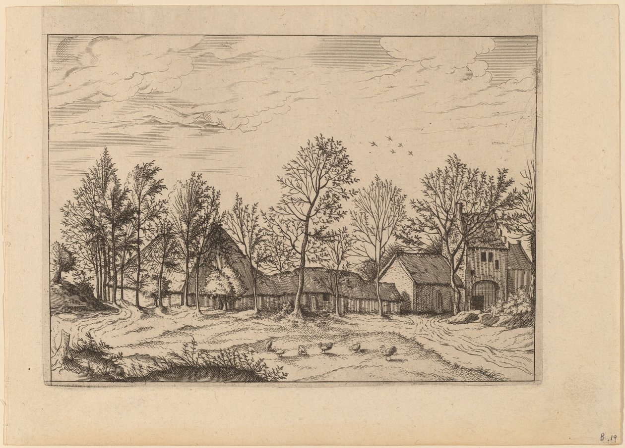 Boerderij met Poort door Johannes and Lucas van Doetechum after Master of the Small Landscapes