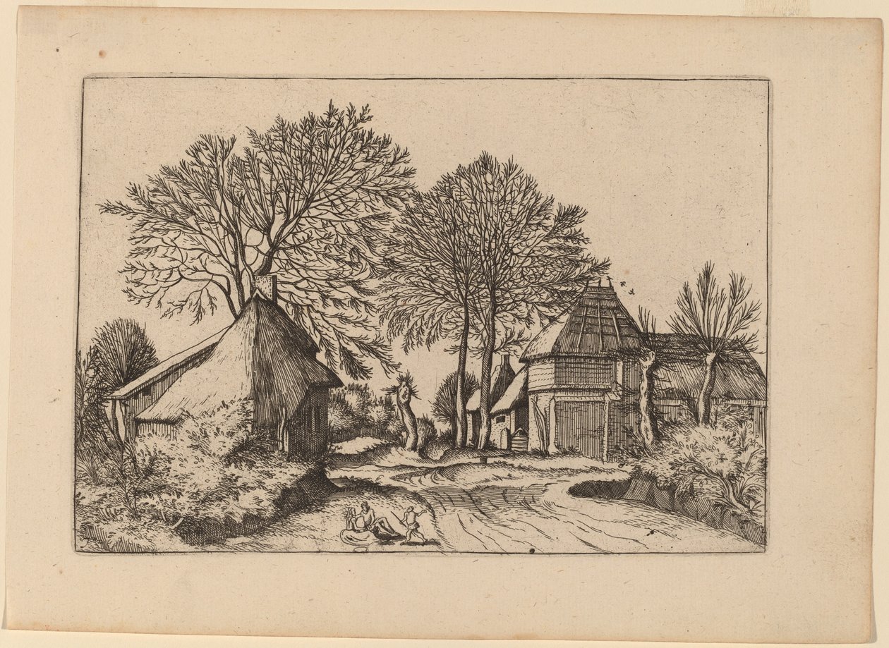 Weg met Schuur en Huisjes door Johannes and Lucas van Doetechum after Master of the Small Landscapes