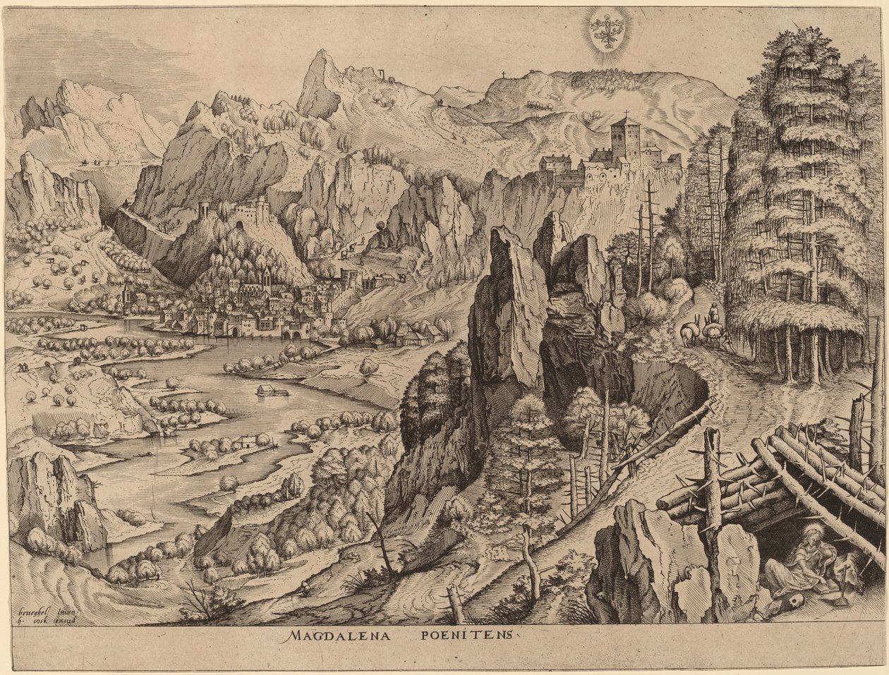 De Boetvaardige Magdalena door Johannes and Lucas van Doetechum after Pieter Bruegel the Elder