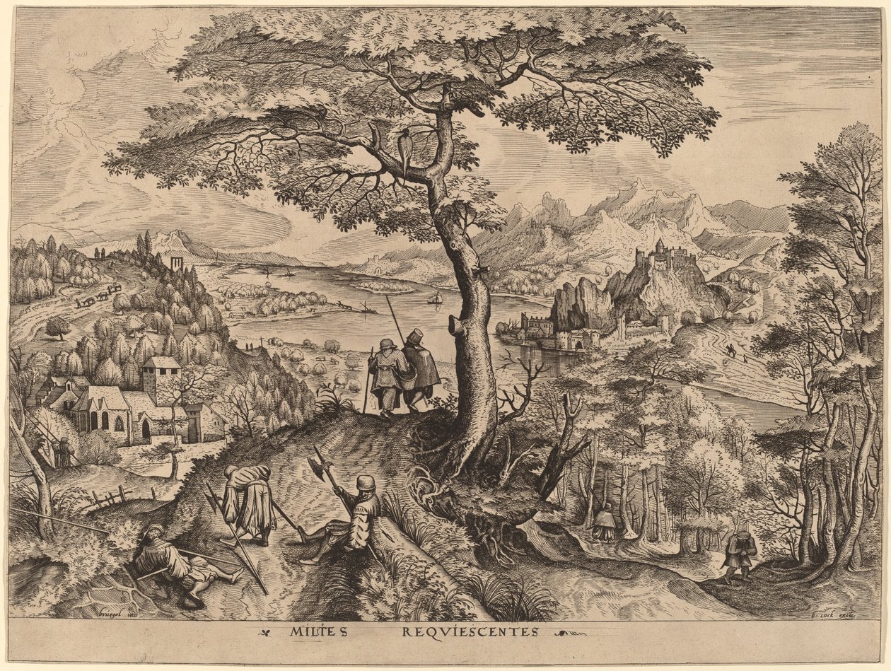 Milites Requiescentes (Soldaten in Rust) door Johannes and Lucas van Doetechum after Pieter Bruegel the Elder